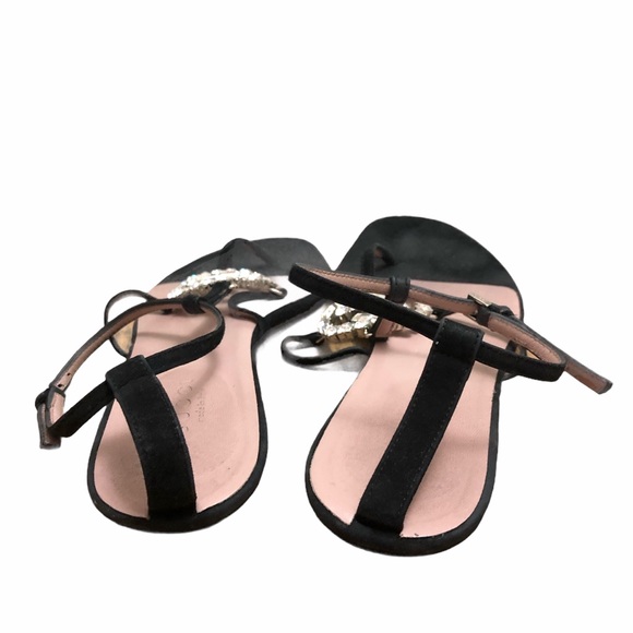 Gucci Suede Crystal GG Thong Sandal - Picture 4 of 14